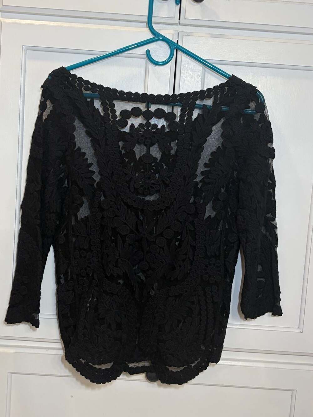 My Emblem Black Sheer Lace Long Sleeve Top Size M Whimsygoth Witchy Victorian